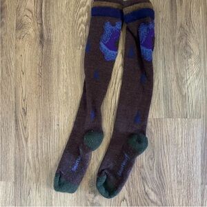 Smartwool Floral Patterned Brown and Purple Socks